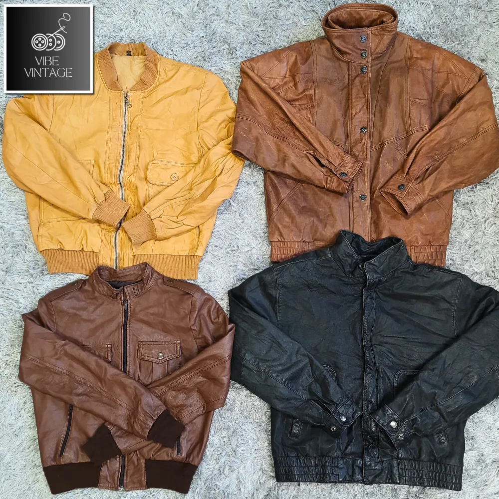 90S VINTAGE LEATHER BOMBER JACKETS (UNISEX) - 15 PCS