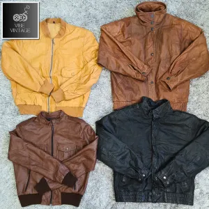 90S VINTAGE LEATHER BOMBER JACKETS (UNISEX) - 15 PCS