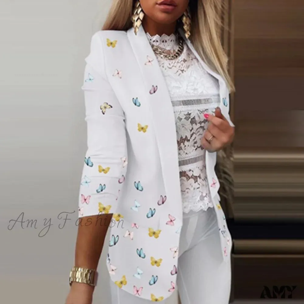 Amy Fashion - Fashion Rainbow Printed Notched Blazers