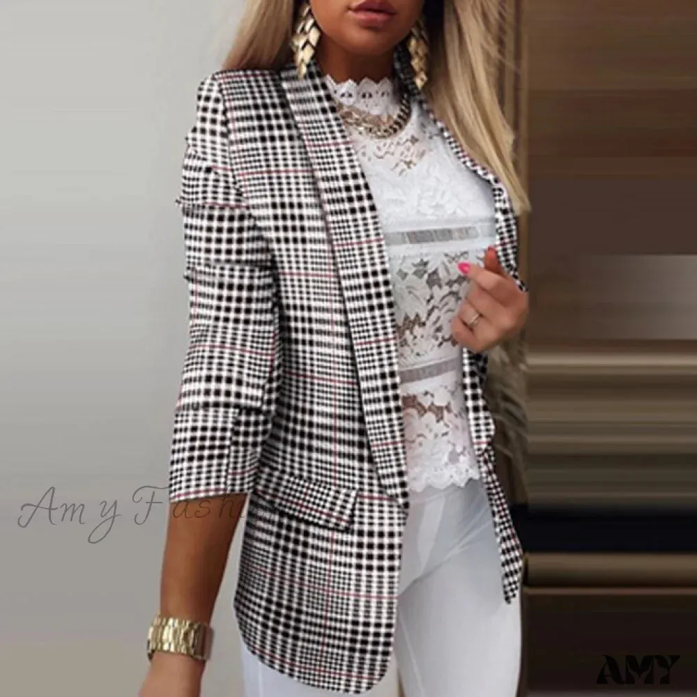 Amy Fashion - Fashion Rainbow Printed Notched Blazers