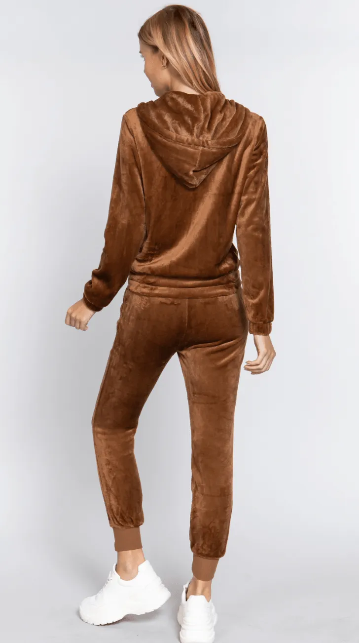 Basic Velour Jogger Sets - Jacket and Pants - SET12297