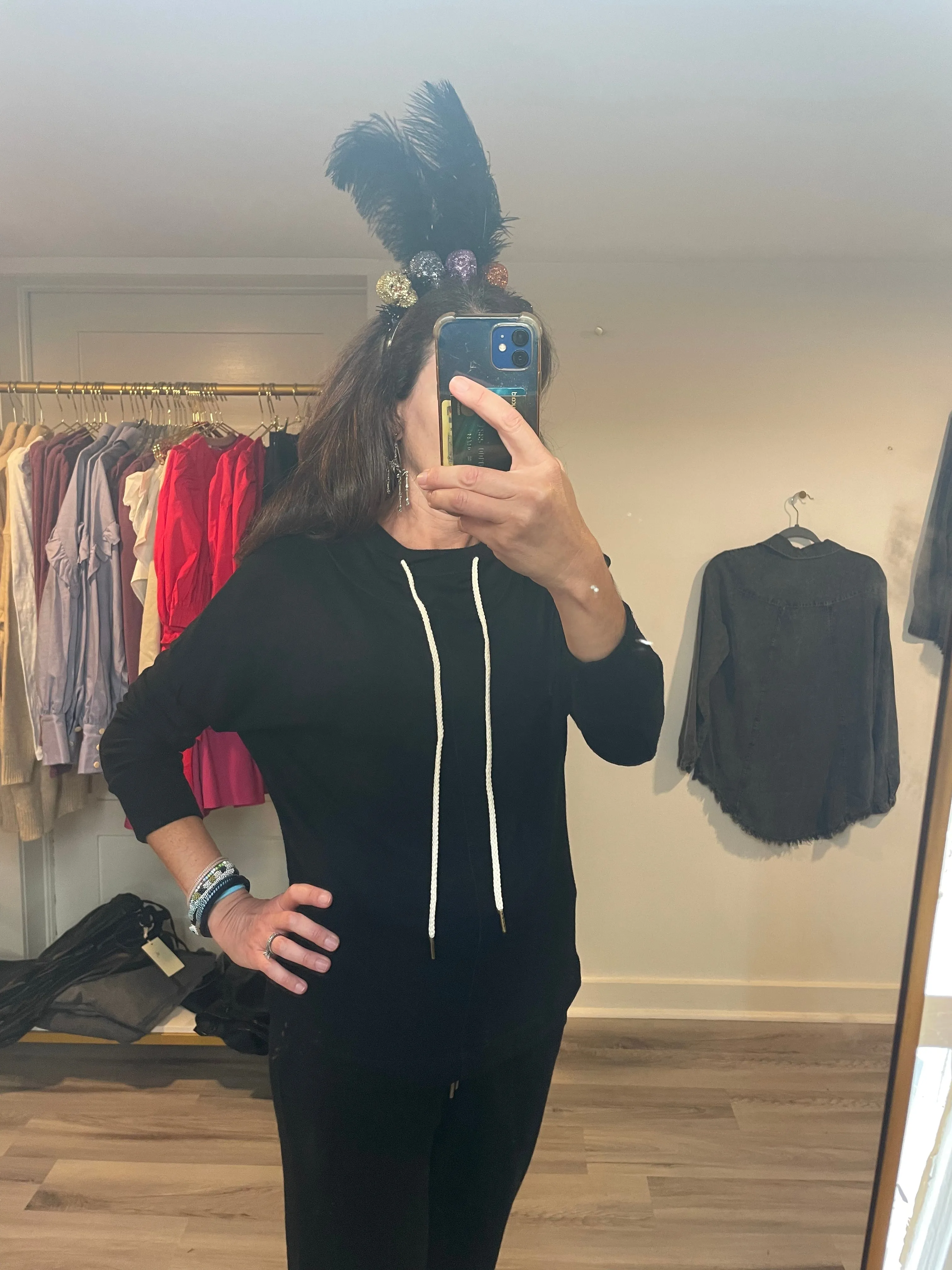 Black Knit Hoodie