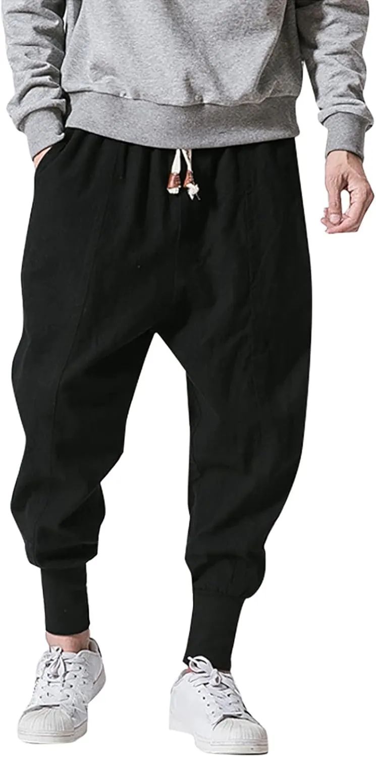 Cargo Pants for Men Big and Tall Waist Drawstring Jogger Pants Big & Tall Pockets Trousers for Running Training Men's