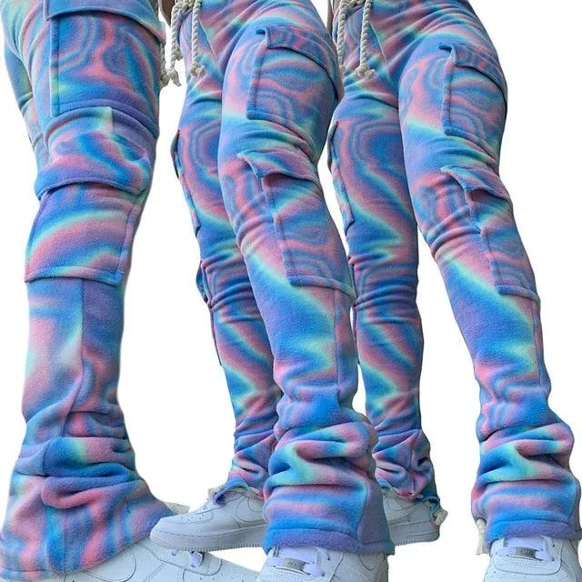 Double Plush Tie Dye Stacked Pants