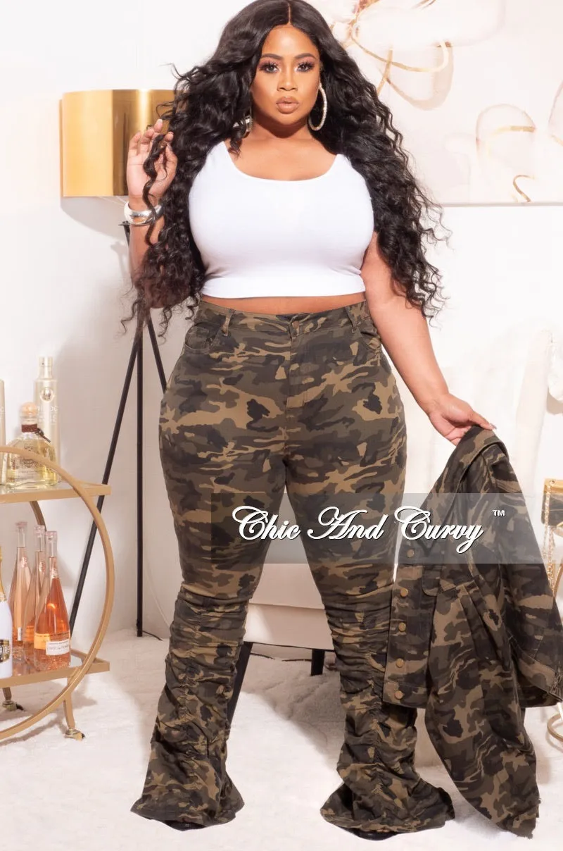 *Final Sale Plus Size Denim Jacket with Balloon Sleeves in Camouflage