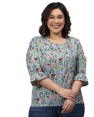 Floral Stylish Casual Top | Sage Green