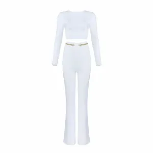 GEORGIA WHITE CROP TOP   PANTS