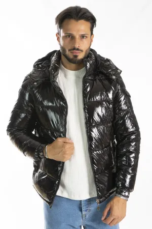 Giubbotto Uomo Bomber Lucido Con Cappuccio Art. Gb150