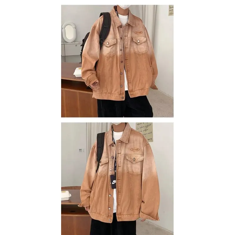 Gradient Washed Out Retro Casual Denim Jacket