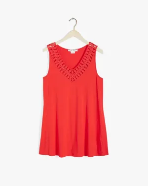 Hannah Crochet-Trim Top | Red