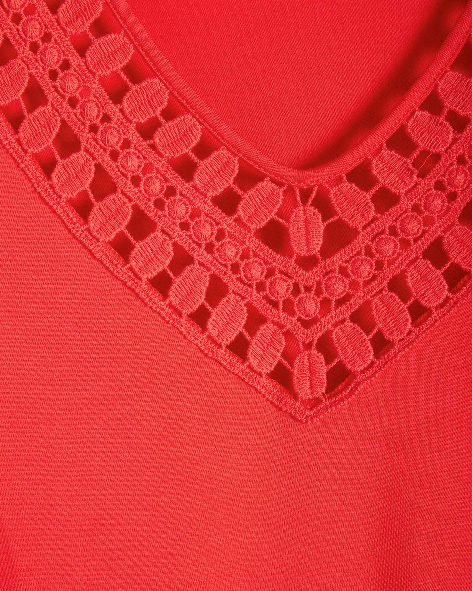 Hannah Crochet-Trim Top | Red