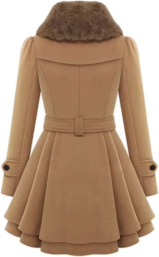 Hasta Women's Fleece Overcoat Cloak Plus Size Button Fuzzy Jackets Cloak Warm A-Line Elegant Thickened Plush Outercoat 2023