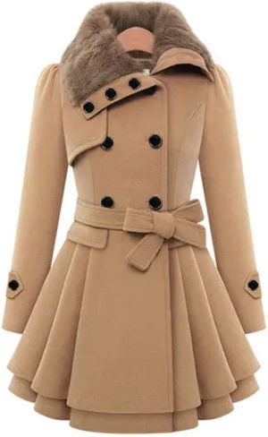 Hasta Women's Fleece Overcoat Cloak Plus Size Button Fuzzy Jackets Cloak Warm A-Line Elegant Thickened Plush Outercoat 2023