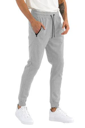 Heathered Cotton Sweatpants with Zipper Pockets