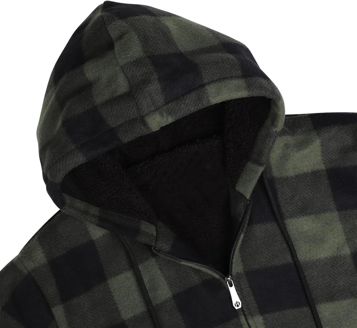 Heavy Warm Sherpa Lined Flannel Jackets for Men, Winter Coats and Plaid Flannel Hoodies with Fleece Lining