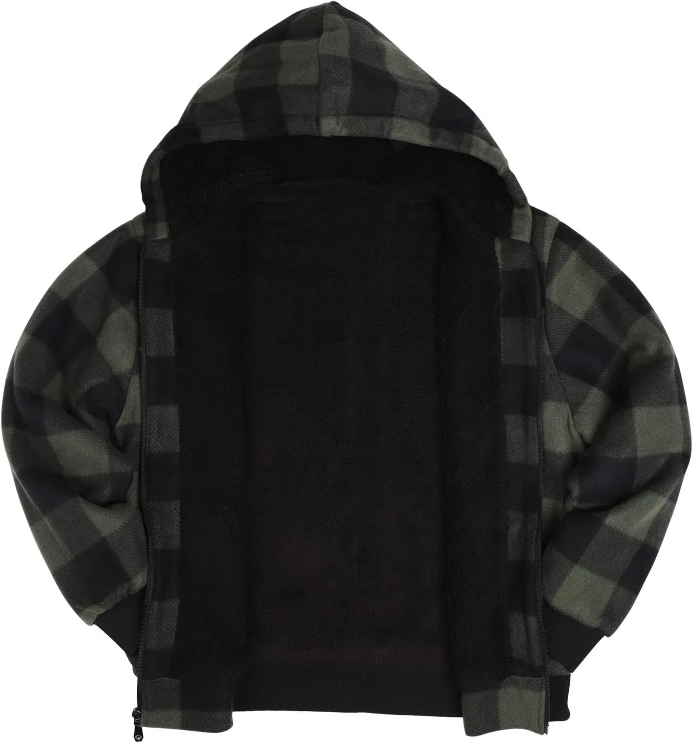 Heavy Warm Sherpa Lined Flannel Jackets for Men, Winter Coats and Plaid Flannel Hoodies with Fleece Lining