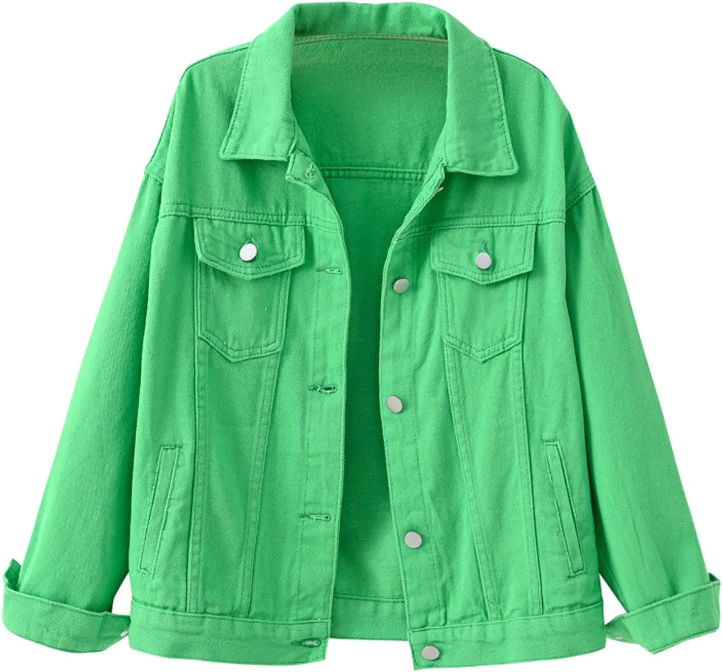 Jean Jacket For Women Trendy Womens Candy Color Denim Jacket Relaxed Fit Casual Jean Trucker Short Jackets For