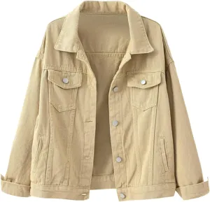 Jean Jacket For Women Trendy Womens Candy Color Denim Jacket Relaxed Fit Casual Jean Trucker Short Jackets For
