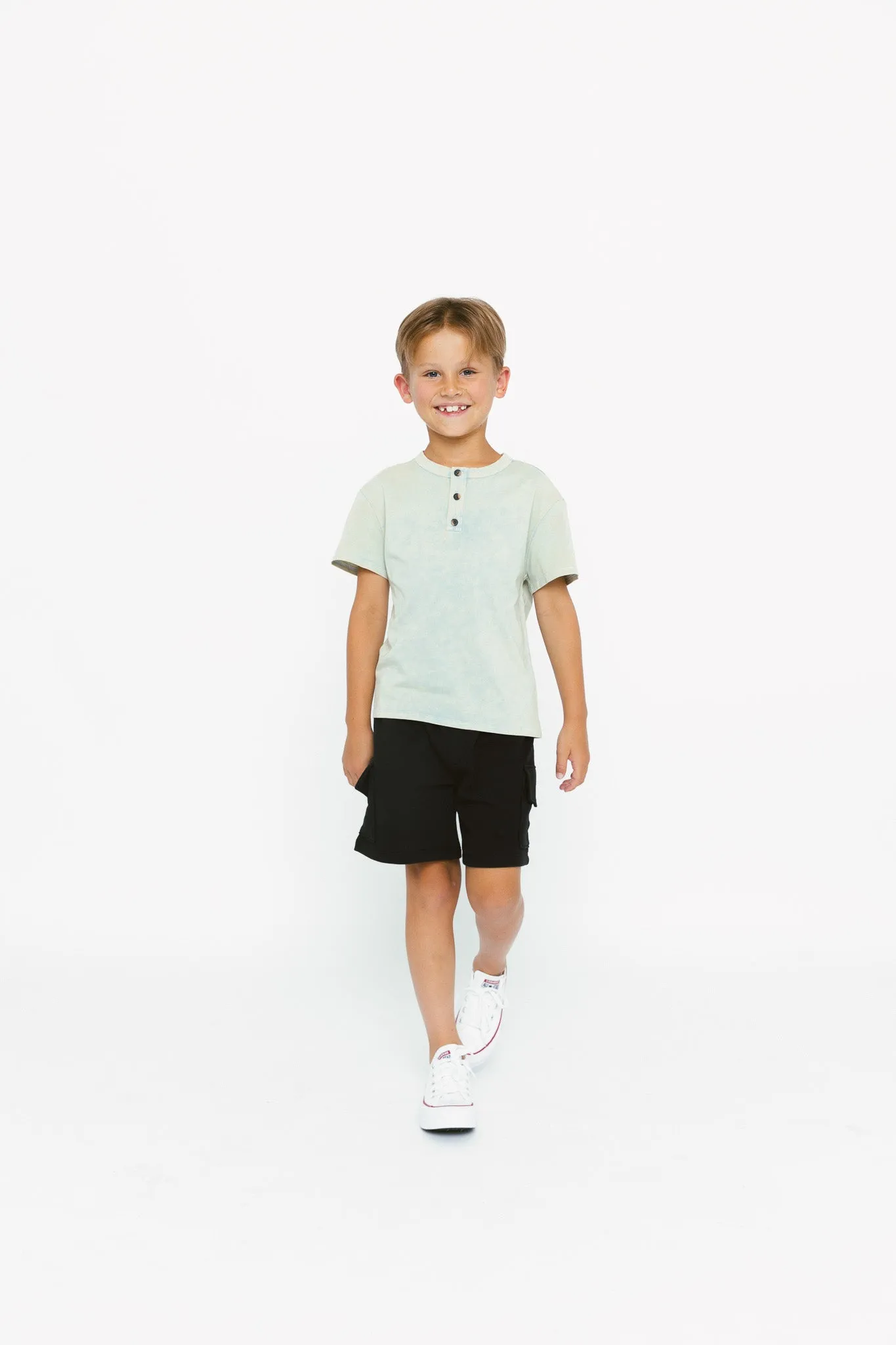 Jersey Henley Tee - Green Wash