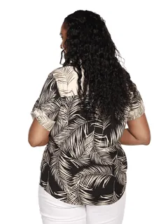 Kaylee Palm Print Top | Black/Marzipan