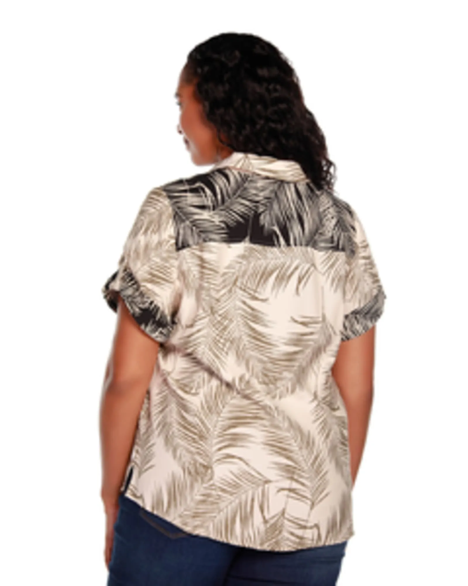 Kaylee Palm Print Top | Marzipan/Covert Green
