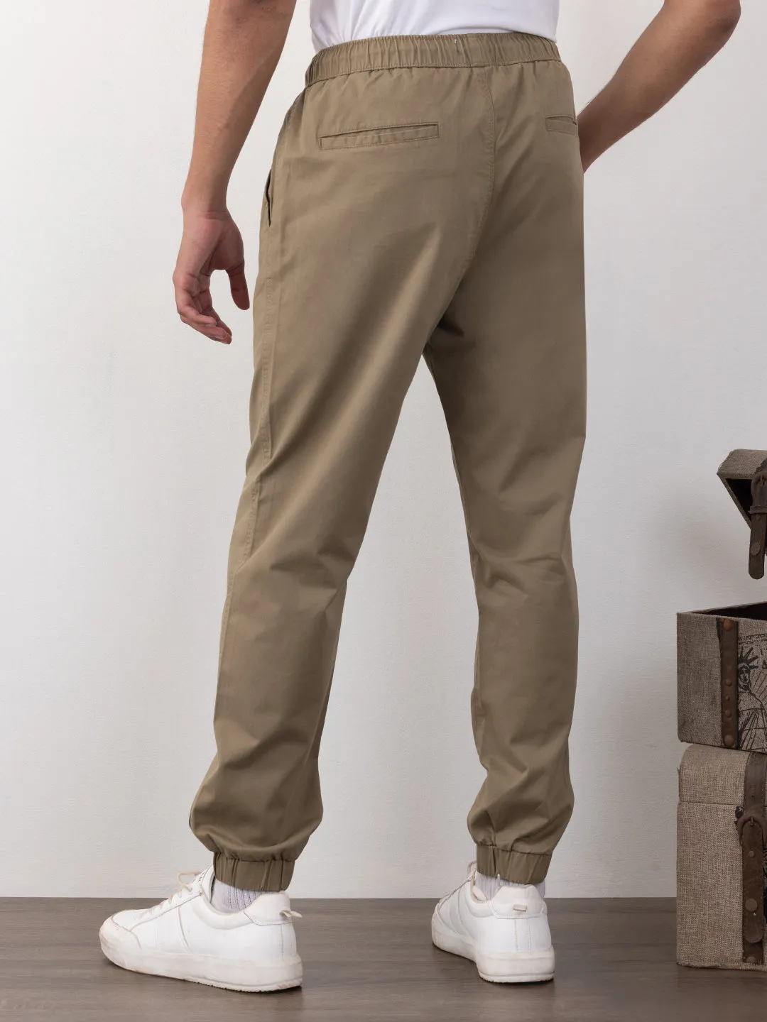 Khaki Plain Jogger Pants