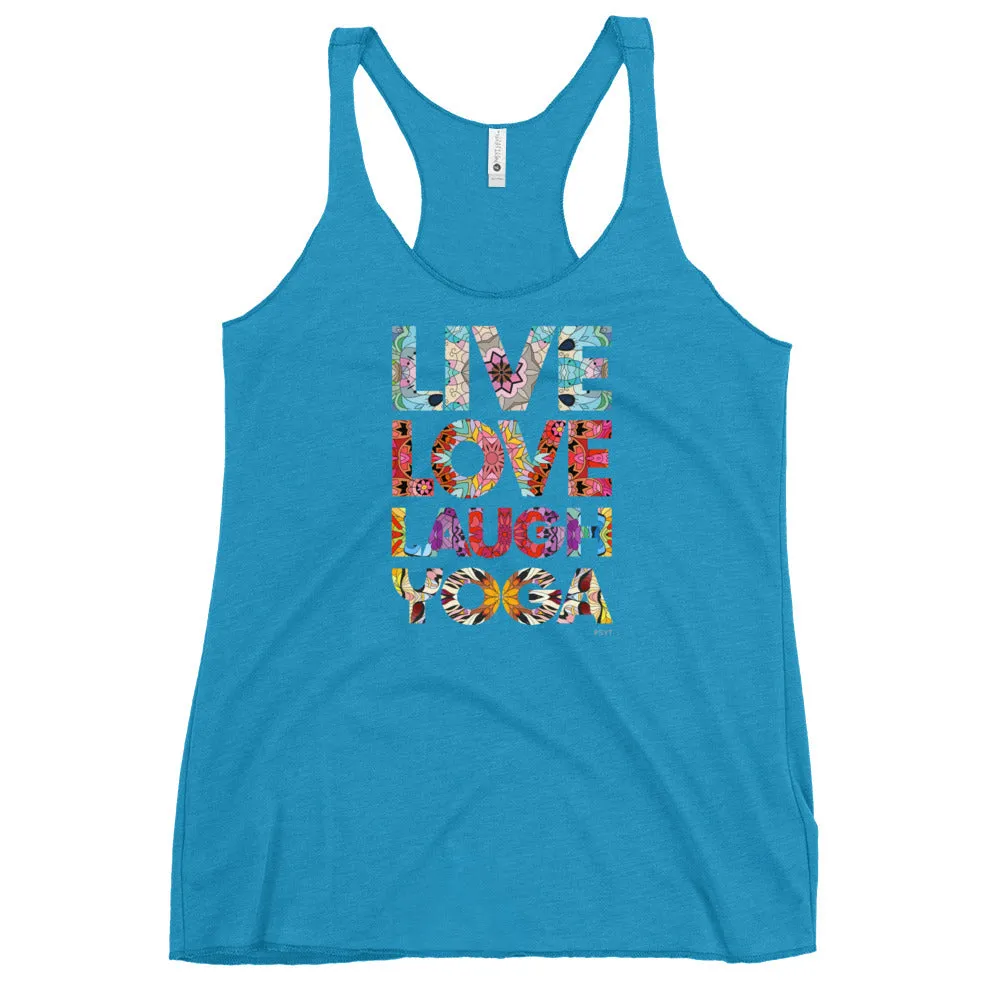 Live Love Laugh Yoga Mandala Word Tank Top