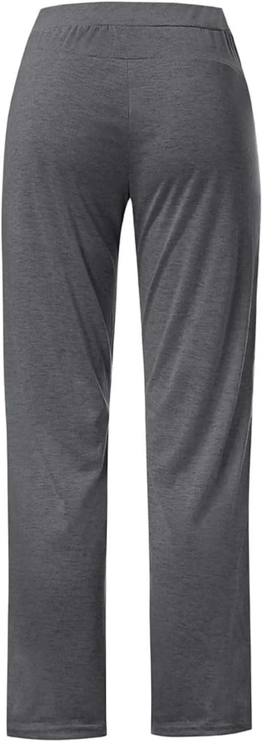 LRMQS Sweatpants Women Drawstring Elastic Waist Loose Fit Crop Straight Pants Running Workout Casual Trousers