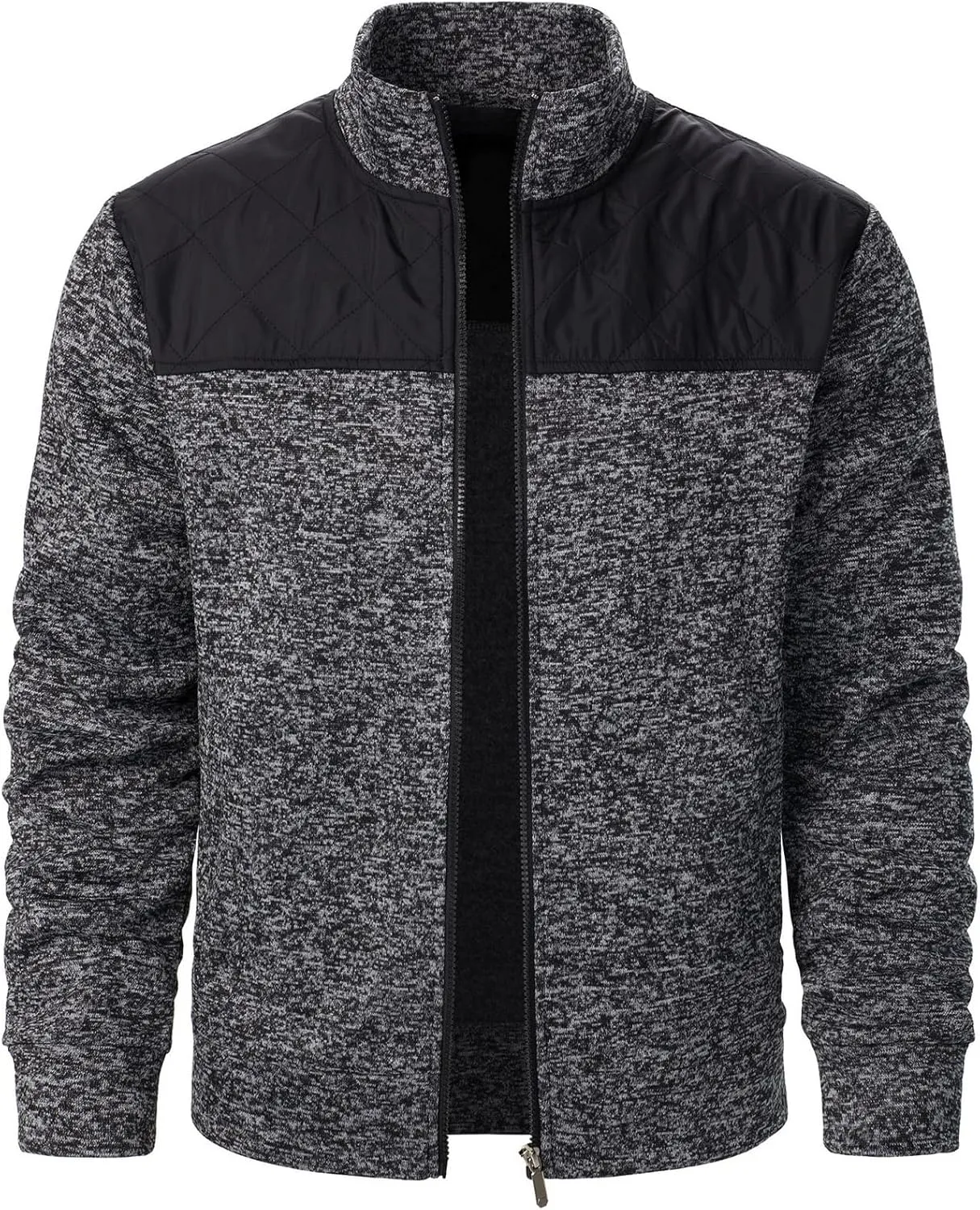 Men's Cardigan Sweaters Thick Full Zip Knit Sweater Stand Collar Regular Fit Mens Sweater Business Casual Jacket Pocket