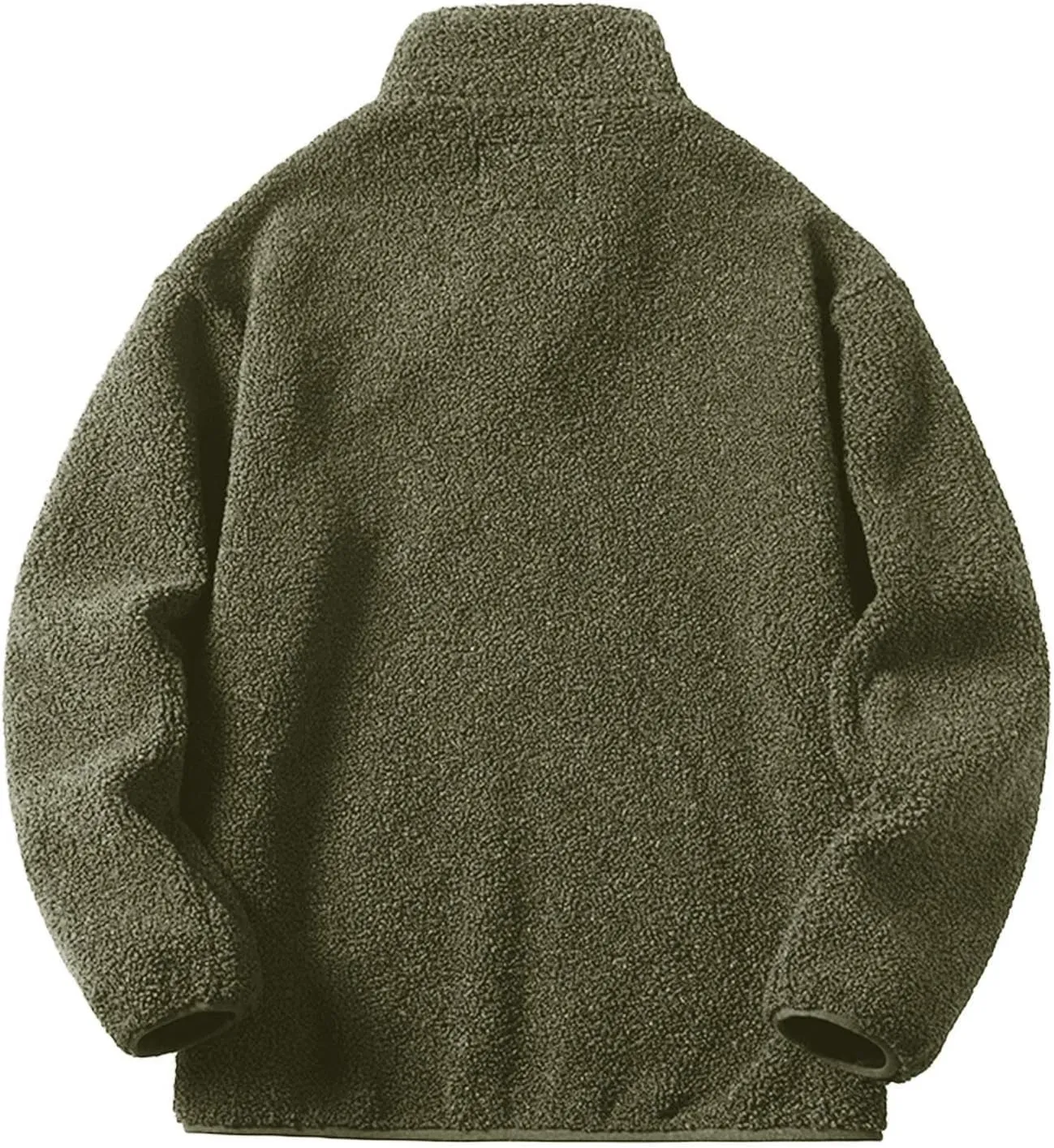 Mens Fuzzy Sherpa Jacket Full Zip Stand Collar Jackets with Pockets Thick Fleece Coat Big and Tall Winter Coats