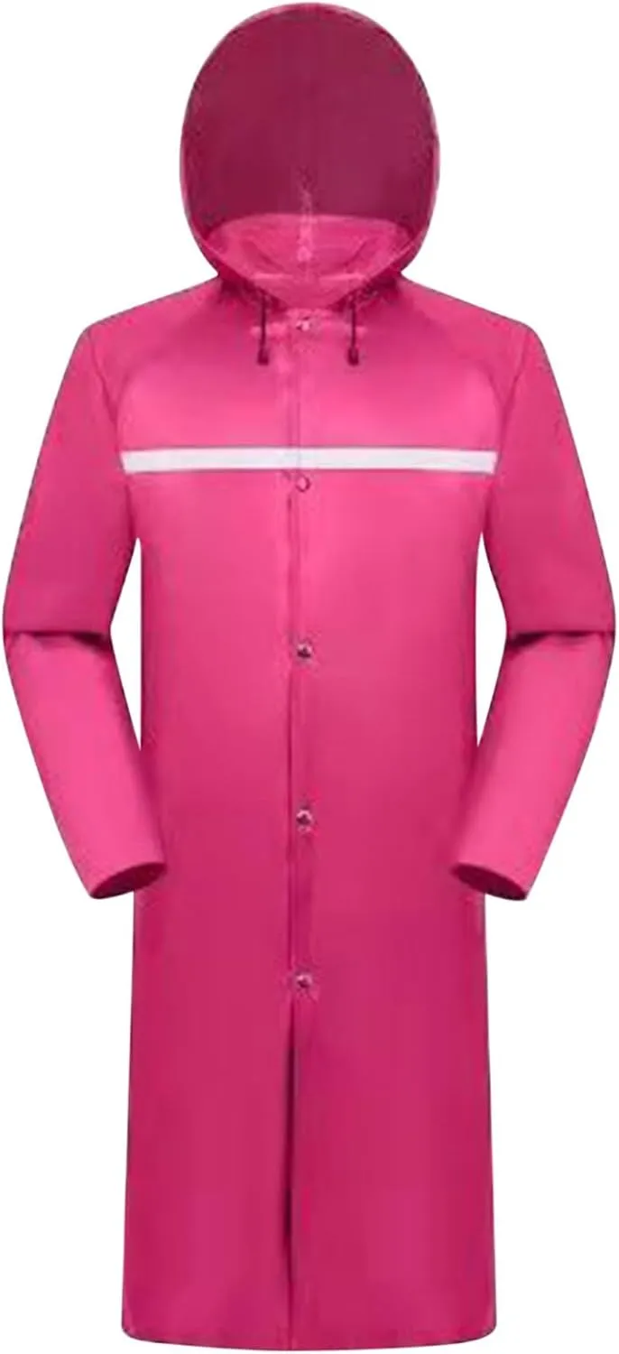 Men's Long Safety Rain Jacket Waterproof Hooded Raincoat Poncho Robe