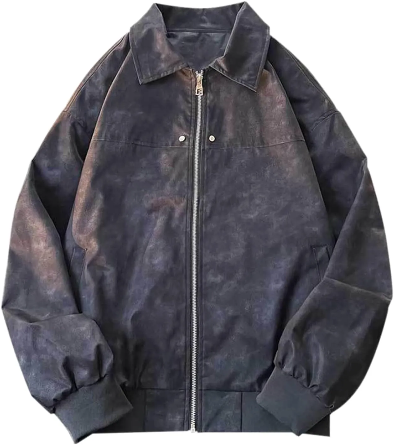 Mens Suede Leather Bomber Jackets Teen Boys Motorcycle Biker Zip Up Baseball Faux Leahter Lapel Collar Trucker Jacket