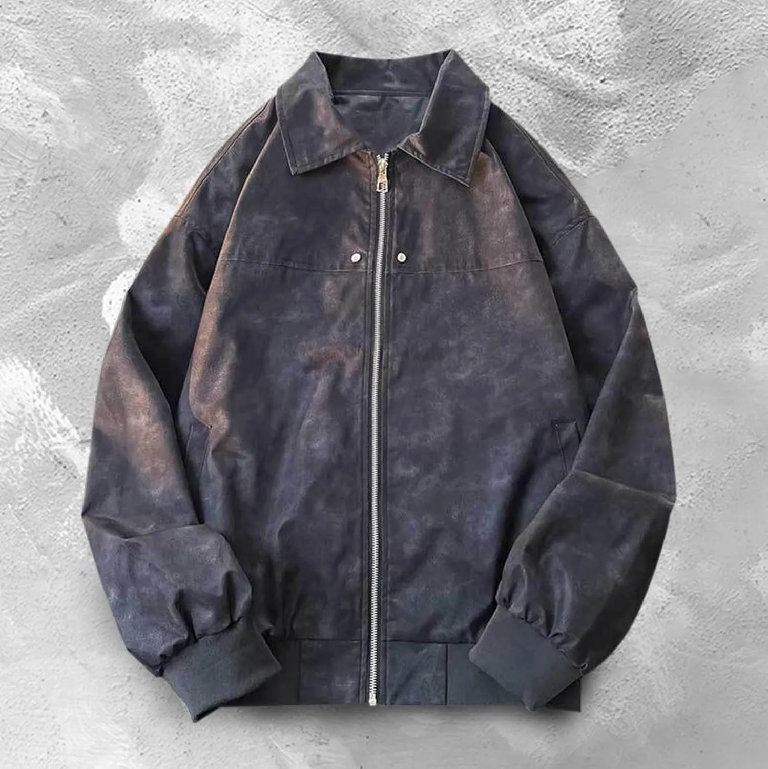 Mens Suede Leather Bomber Jackets Teen Boys Motorcycle Biker Zip Up Baseball Faux Leahter Lapel Collar Trucker Jacket