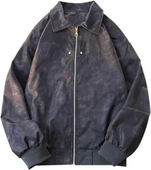 Mens Suede Leather Bomber Jackets Teen Boys Motorcycle Biker Zip Up Baseball Faux Leahter Lapel Collar Trucker Jacket