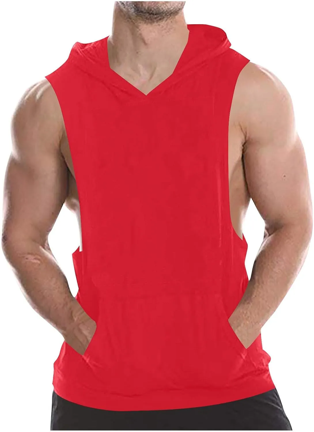 Mens Workout Hooded Tank Tops Bodybuilding Muscle Cut Off Tshirt Sports Training Sleeveless Gym Hoodies Summer Casual