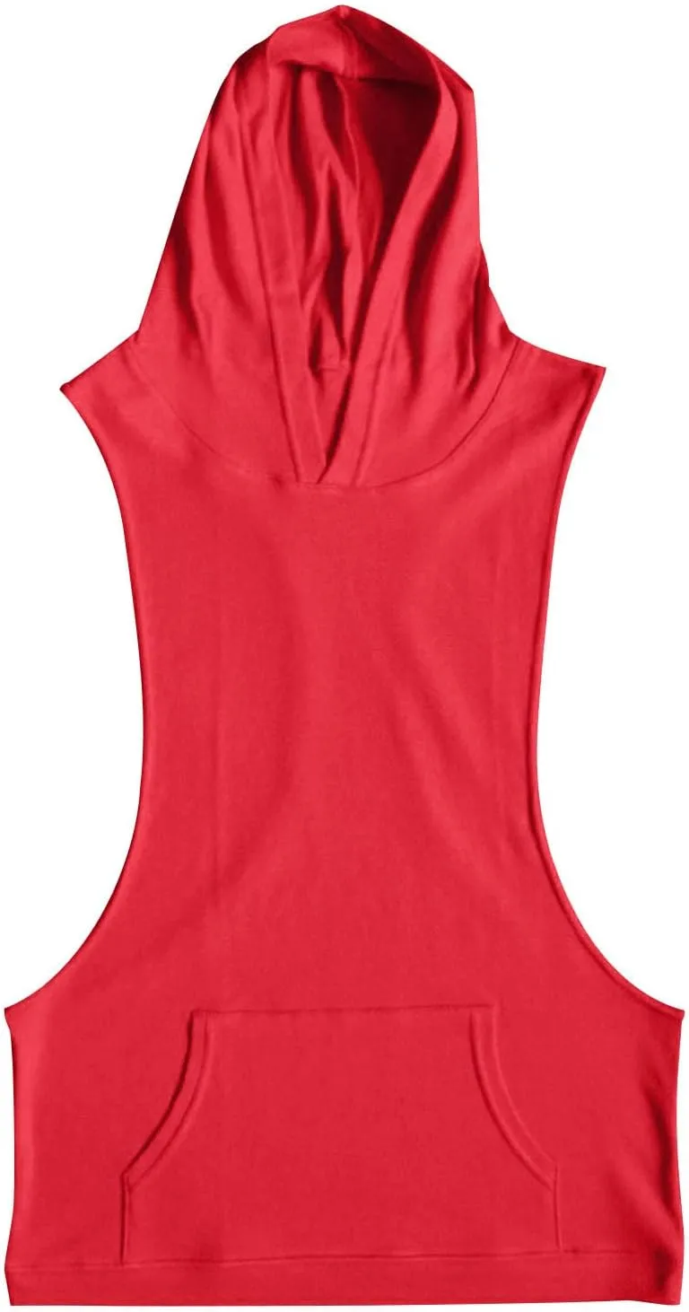 Mens Workout Hooded Tank Tops Bodybuilding Muscle Cut Off Tshirt Sports Training Sleeveless Gym Hoodies Summer Casual