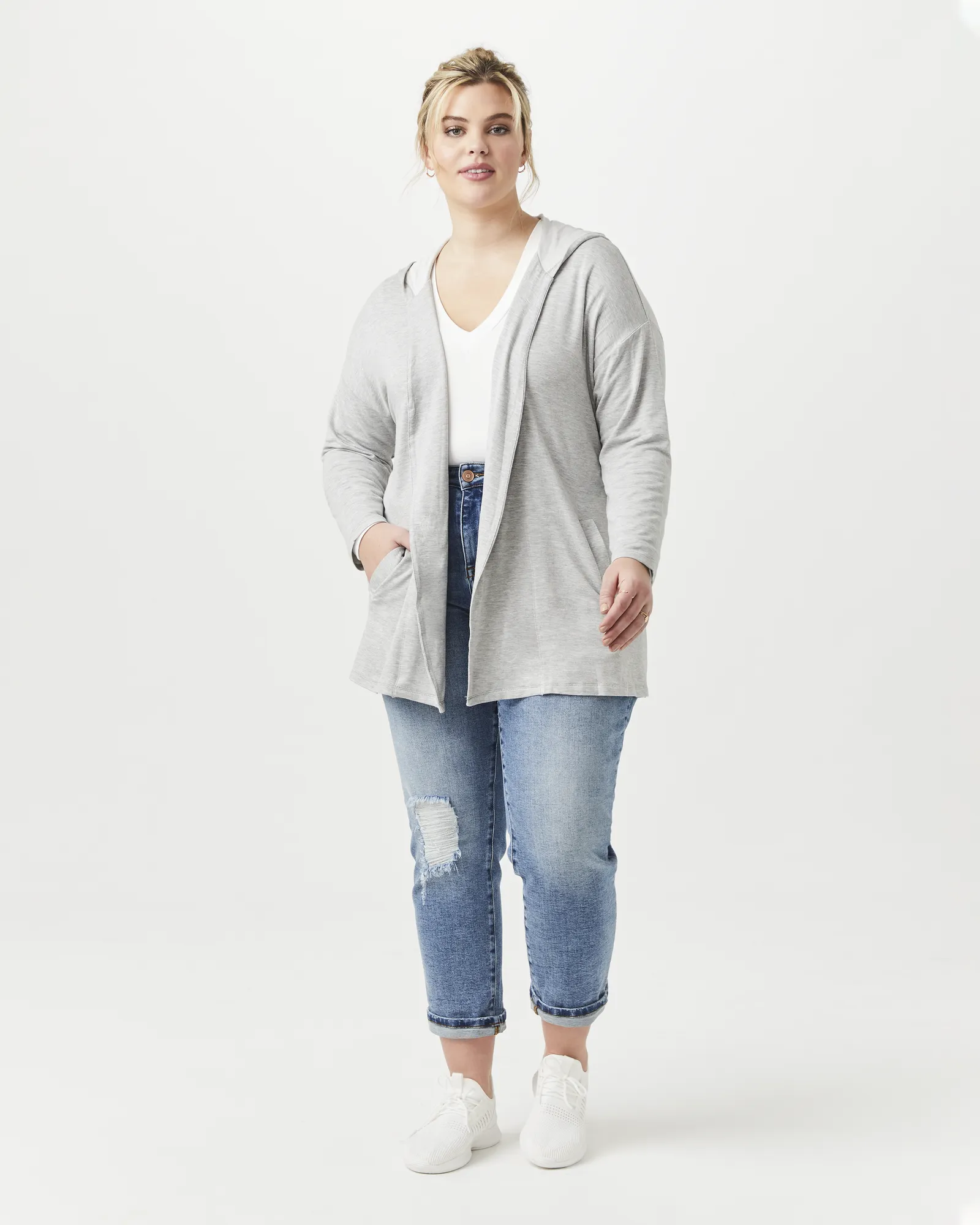 Michelle Hooded Cardigan | Light Grey
