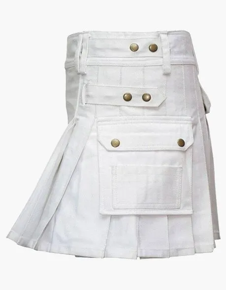 MINI UTILITY KILT IN WHITE