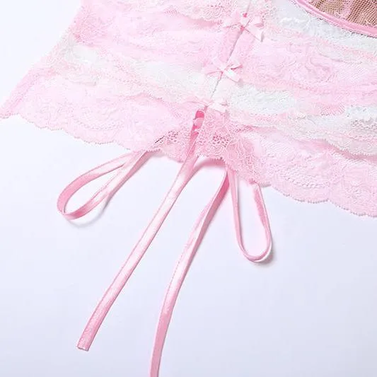Pink Lace Bowknot Cami Top