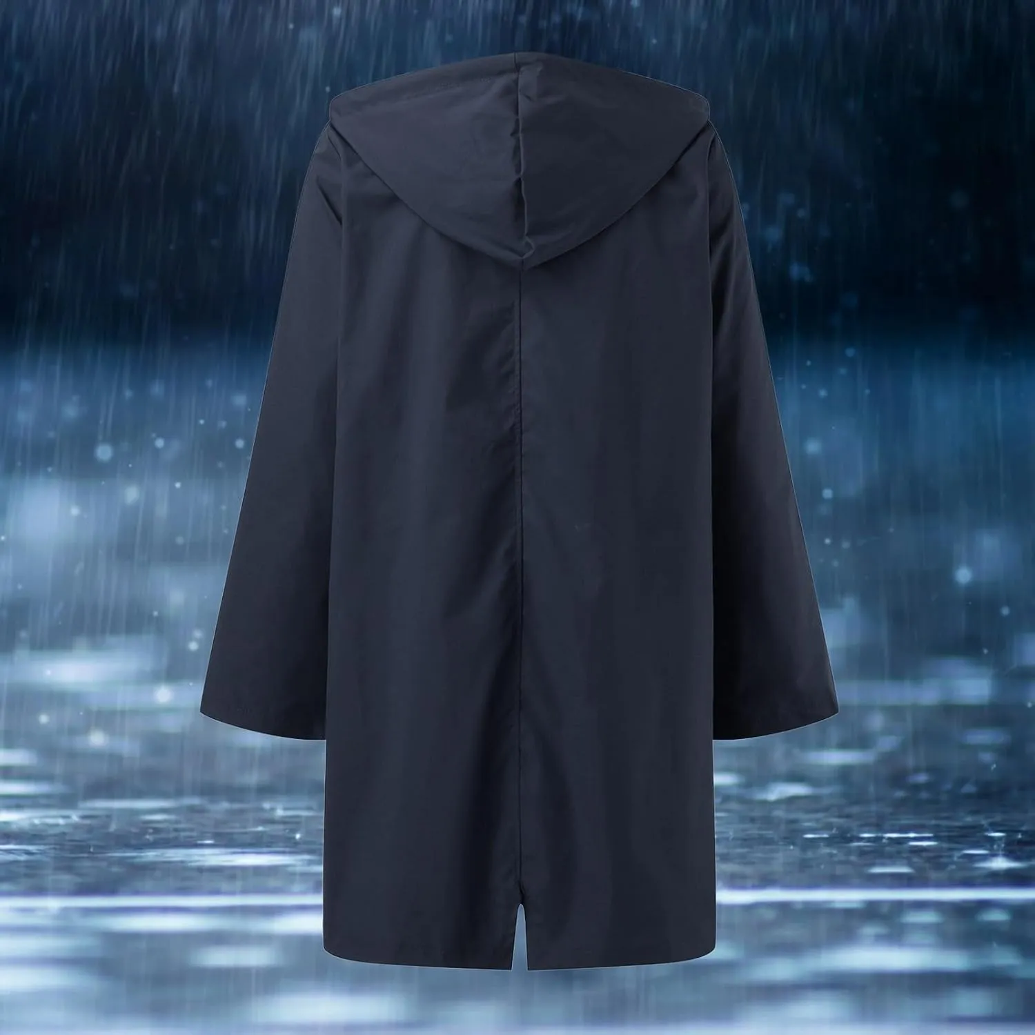 Rain Jacket Womens Waterproof with Hood, Long Rain Coat Windproof Windbreaker Outdoor Rain Trench Coat S-3XL