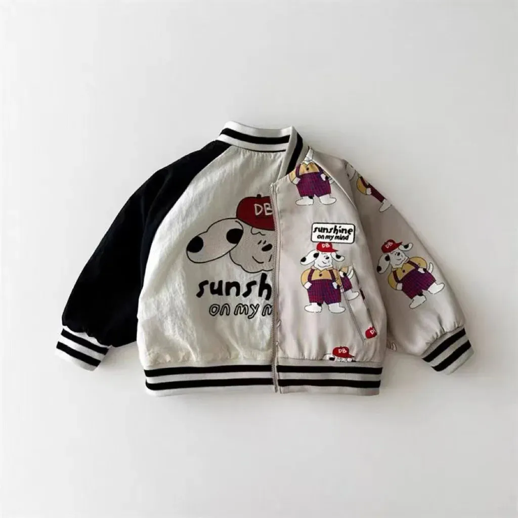 Reversible Cartoon Print Bomber Jacket