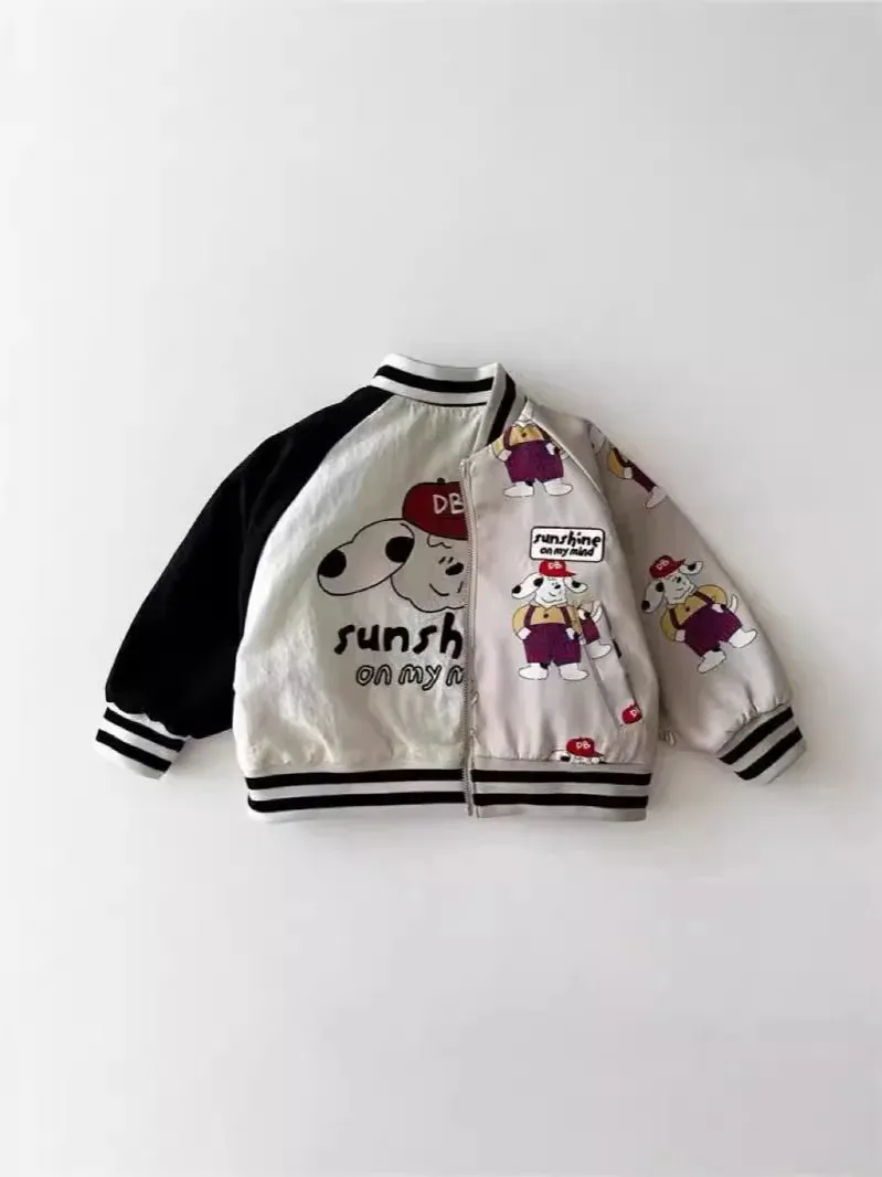 Reversible Cartoon Print Bomber Jacket
