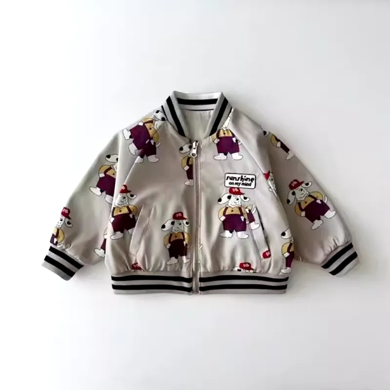 Reversible Cartoon Print Bomber Jacket