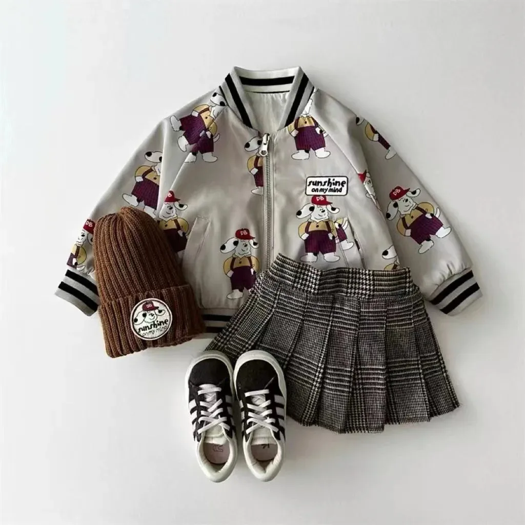 Reversible Cartoon Print Bomber Jacket