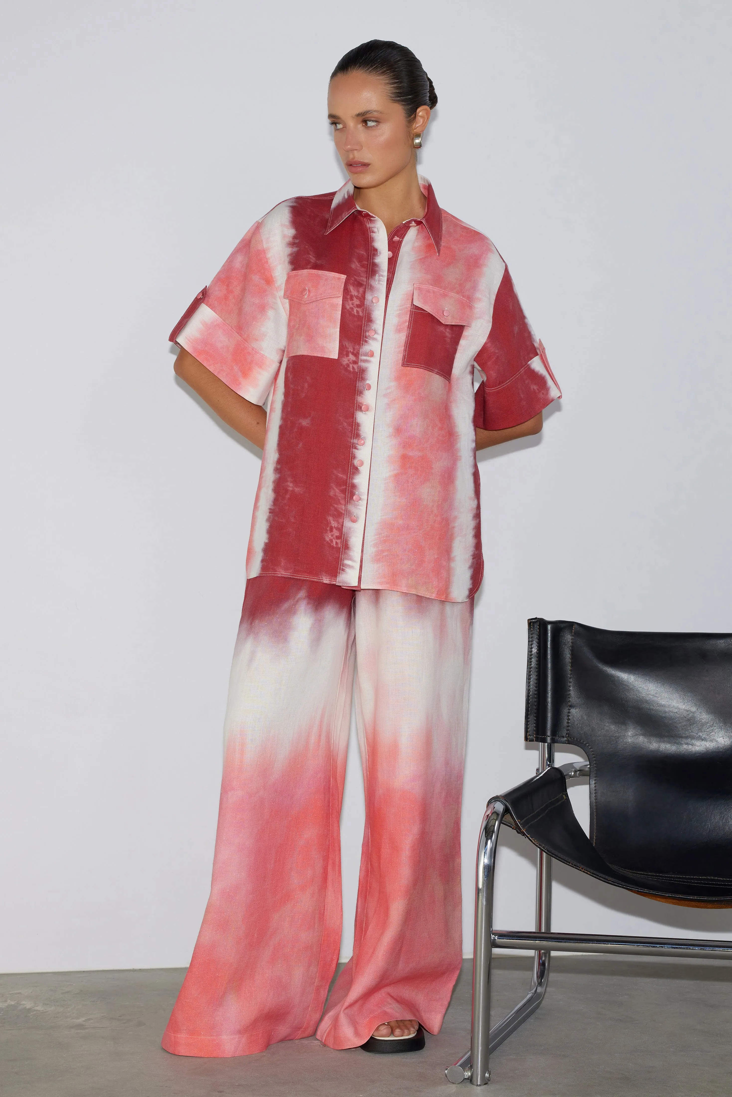 Rosewood Tie Dye Utility Shirt - Rosewood tie dye