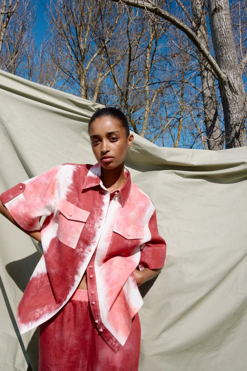 Rosewood Tie Dye Utility Shirt - Rosewood tie dye