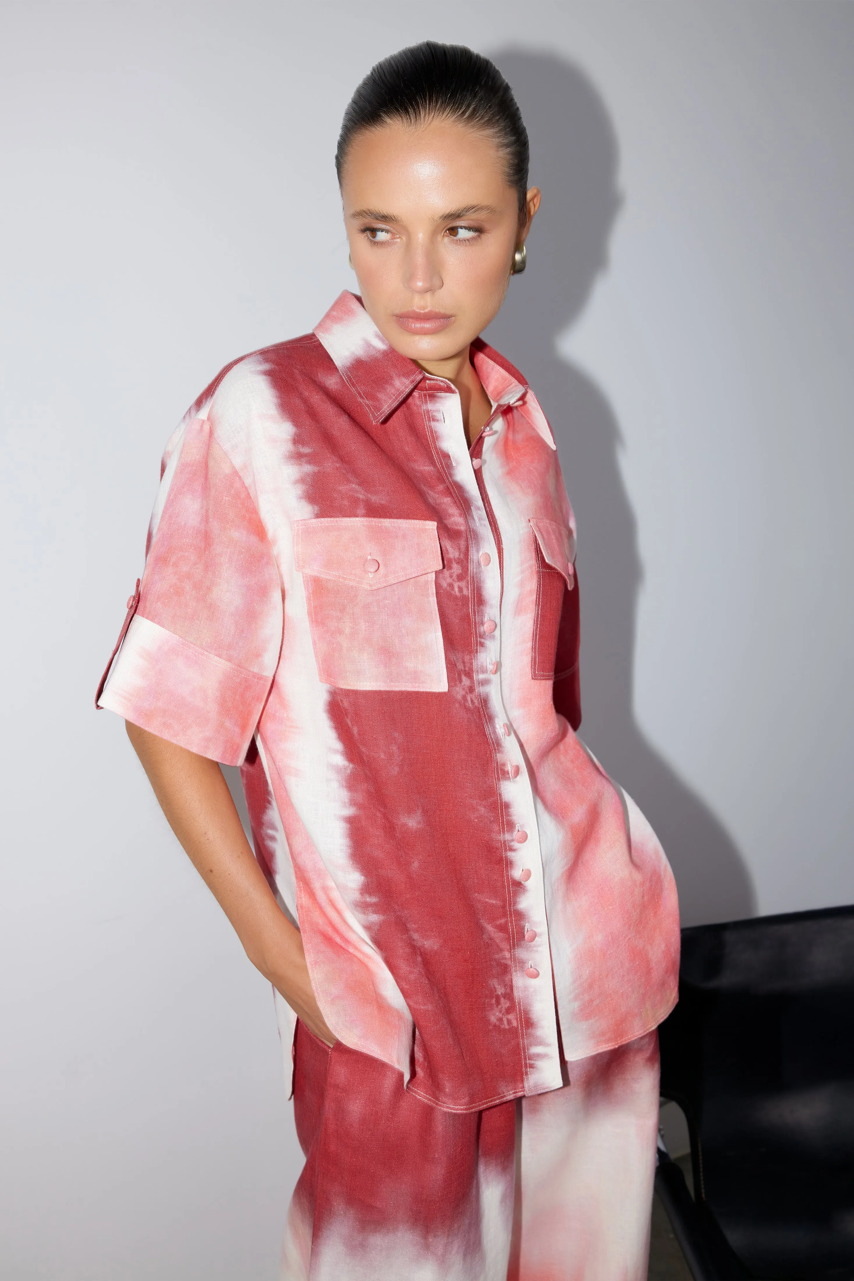 Rosewood Tie Dye Utility Shirt - Rosewood tie dye