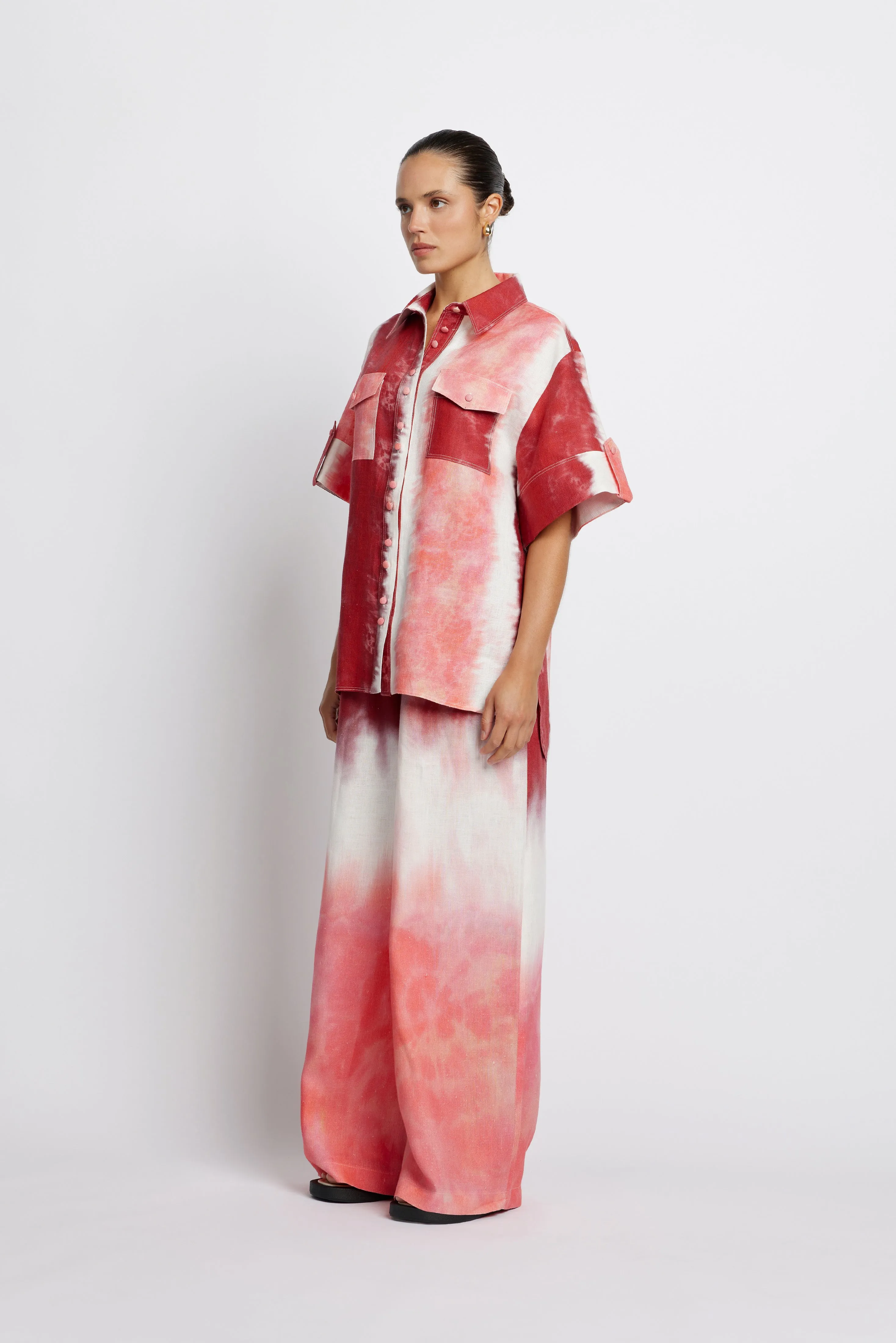 Rosewood Tie Dye Utility Shirt - Rosewood tie dye