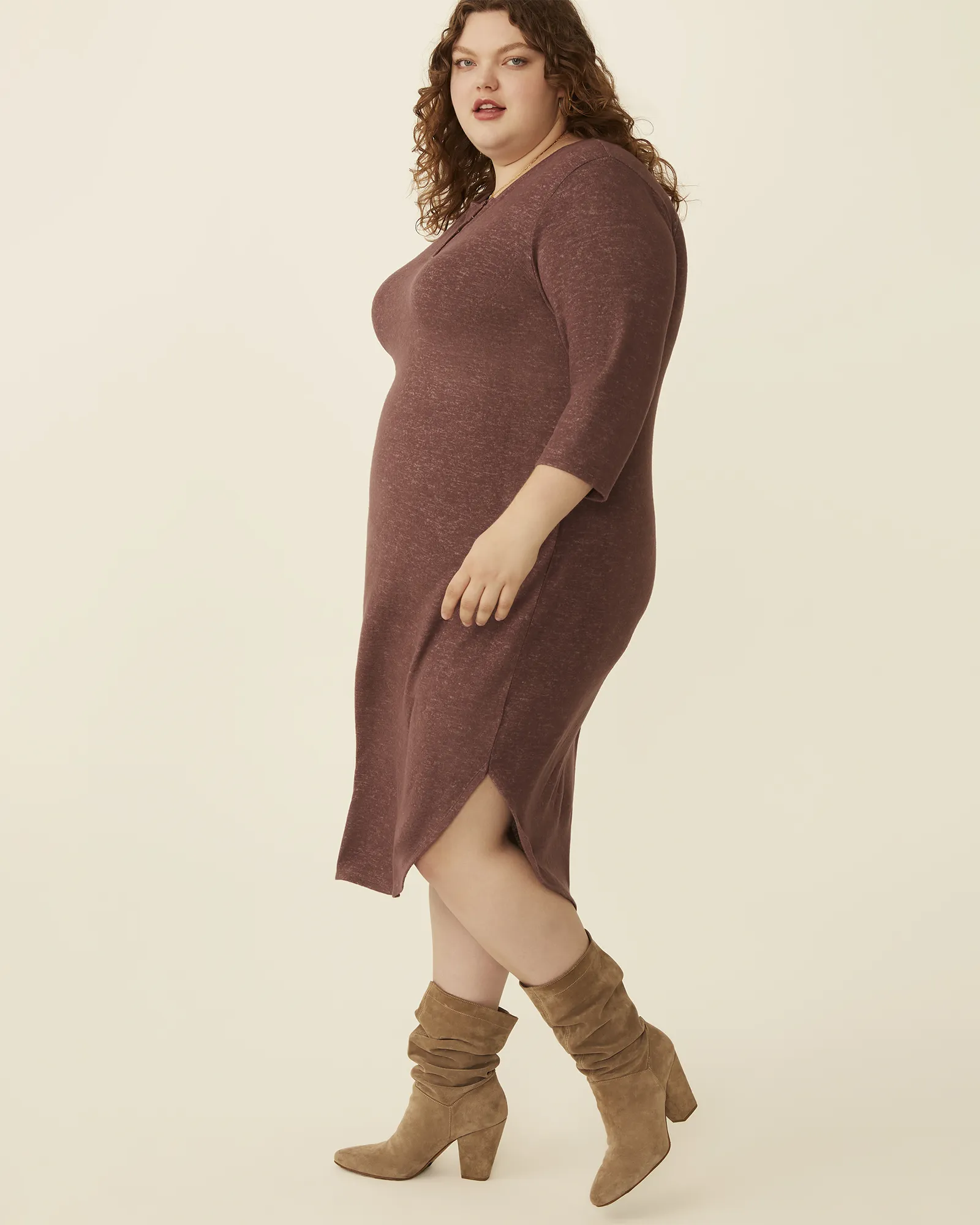 Sheila Henley Midi Dress | Purple