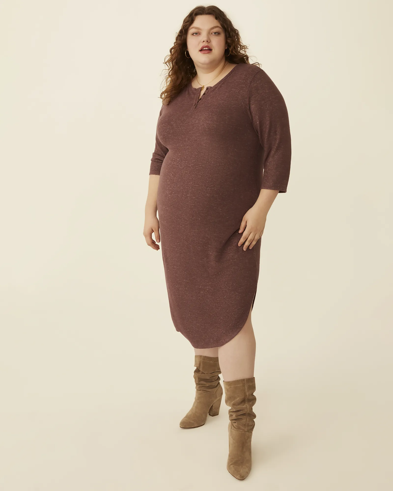 Sheila Henley Midi Dress | Purple